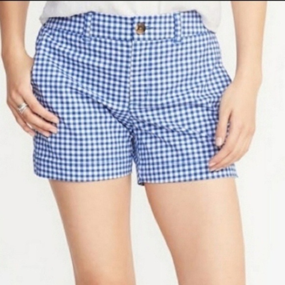 Old Navy Preppy Pinup Cotton Blue Gingham Mid Rise Shorts size 6